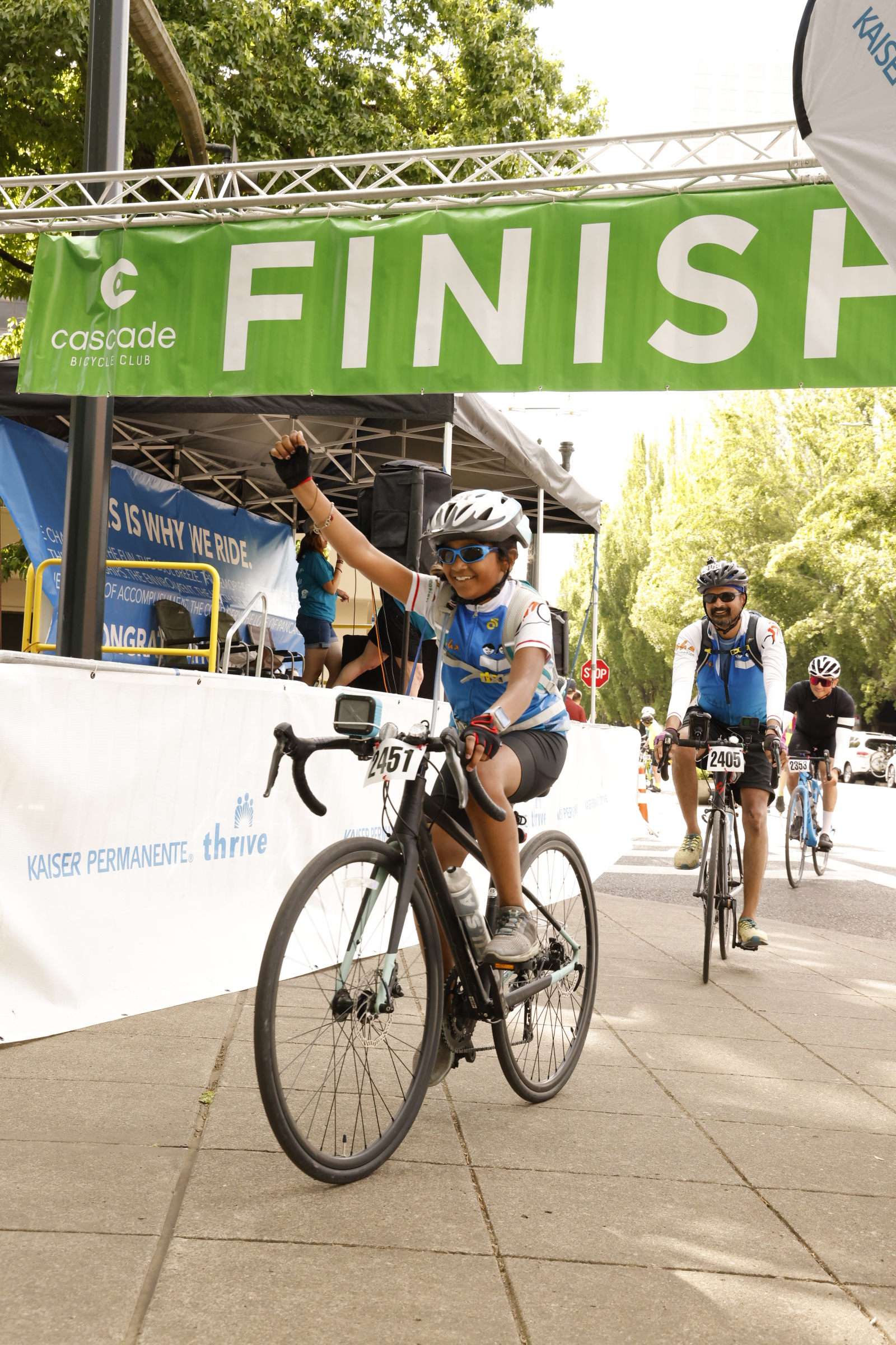 Jaanya celebrates after finishing STP